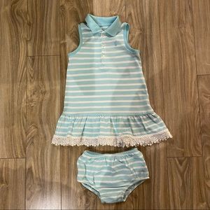 Polo by Ralph Lauren Sleeveless Striped Polo Dress w/ Bloomers 18M
